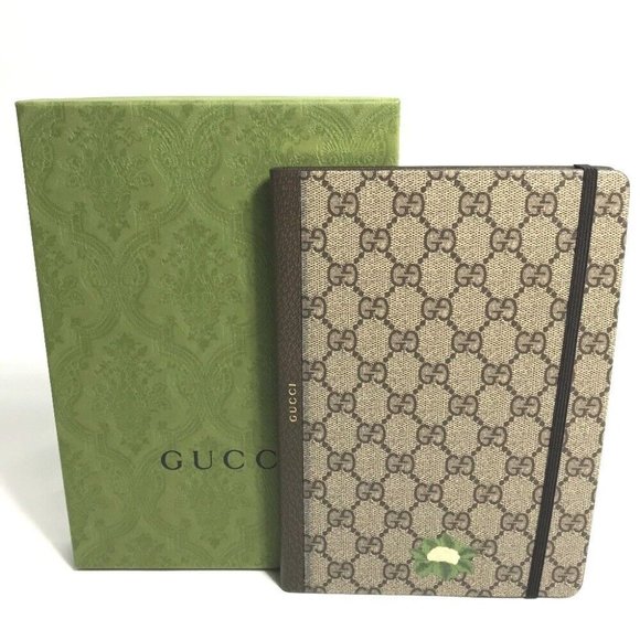 Auth GUCCI GG notebook stationery notebook PVC Beige - Picture 1 of 16